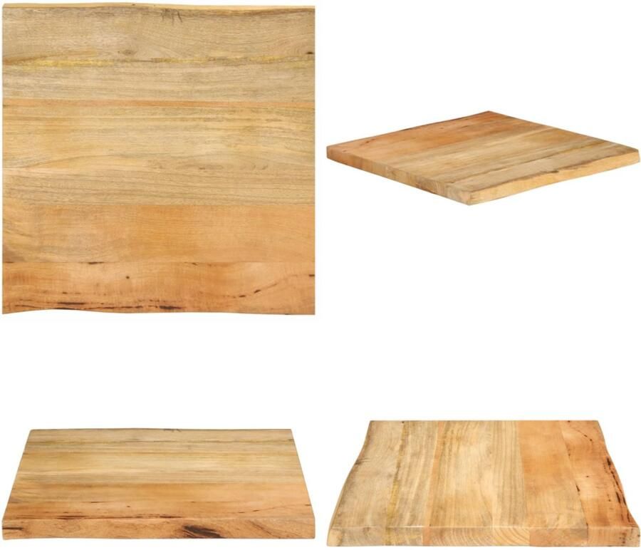 VidaXL Tafelblad met natuurlijke rand 80x80x2 5 cm massief mangohout Tafelblad Tafelbladen Vervangend Tafelblad Meubelpaneel