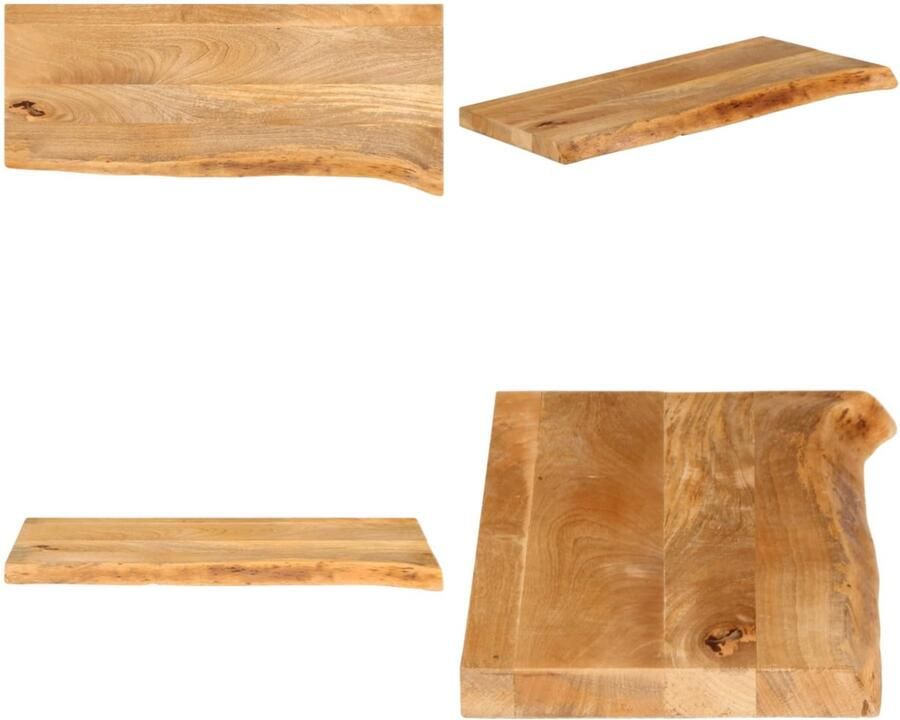 VidaXL Tafelblad met natuurlijke rand 90x20x3 8 cm massief mangohout Tafelblad Tafelbladen Vervangend Tafelblad Meubelpaneel