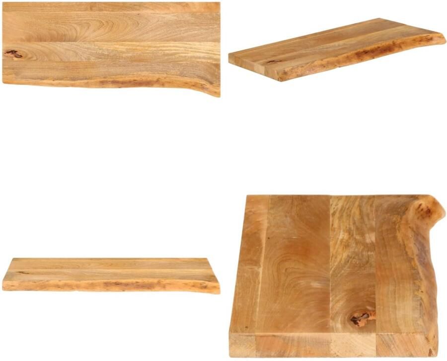 VidaXL Tafelblad met natuurlijke rand 90x30x2 5 cm massief mangohout Tafelblad Tafelbladen Vervangend Tafelblad Meubelpaneel