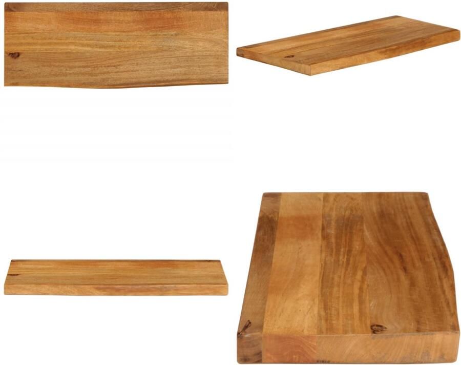 VidaXL Tafelblad met natuurlijke rand 90x30x3 8 cm massief mangohout Tafelblad Tafelbladen Vervangend Tafelblad Meubelpaneel