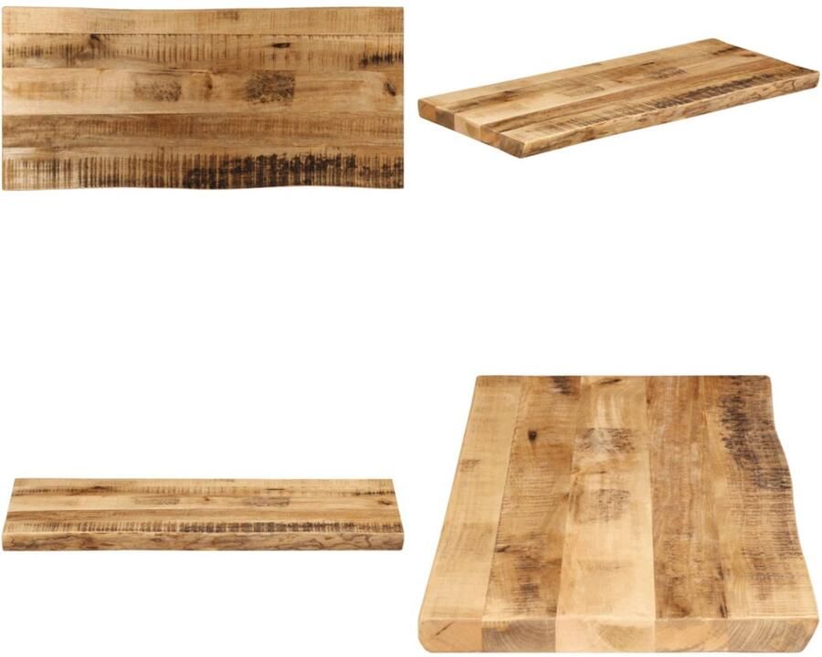 VidaXL Tafelblad met natuurlijke rand 90x40x2 5 cm massief mangohout Tafelblad Tafelbladen Vervangend Tafelblad Meubelpaneel