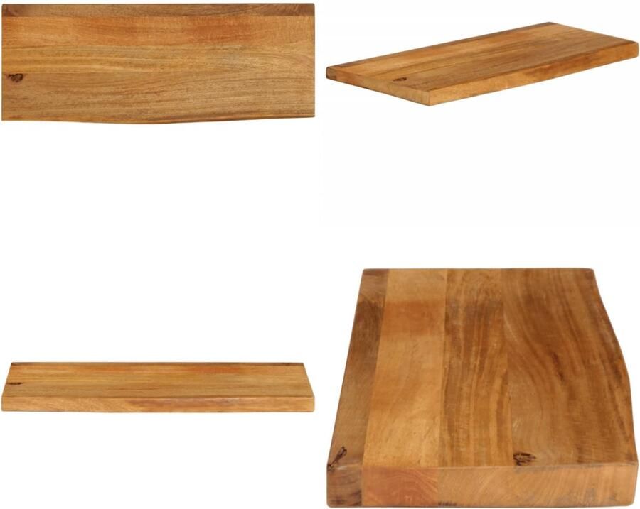 VidaXL Tafelblad met natuurlijke rand 90x40x2 5 cm massief mangohout Tafelblad Tafelbladen Vervangend Tafelblad Meubelpaneel