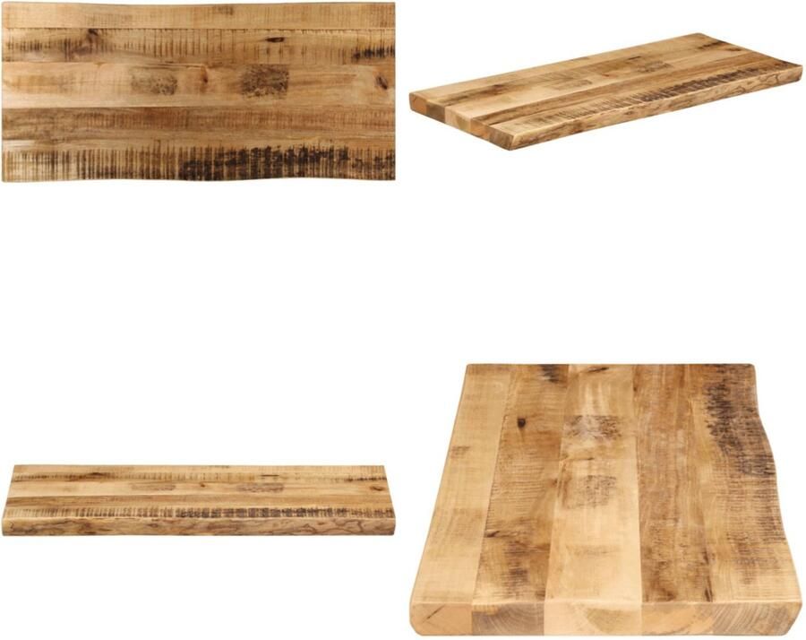 VidaXL Tafelblad met natuurlijke rand 90x40x3 8 cm massief mangohout Tafelblad Tafelbladen Vervangend Tafelblad Meubelpaneel