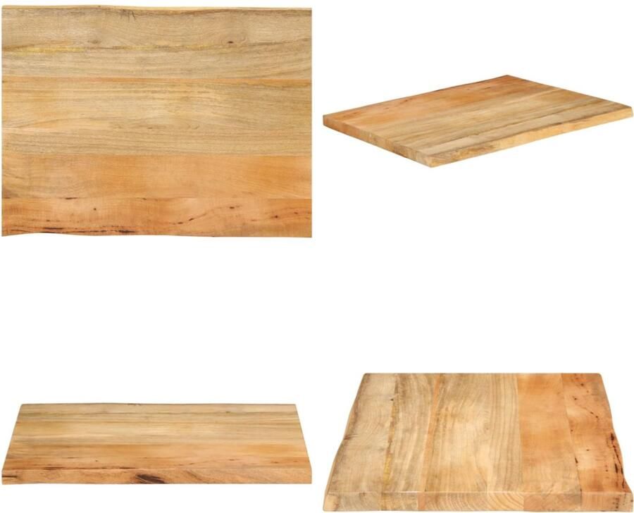 VidaXL Tafelblad met natuurlijke rand 90x60x2 5 cm massief mangohout Tafelblad Tafelbladen Vervangend Tafelblad Meubelpaneel