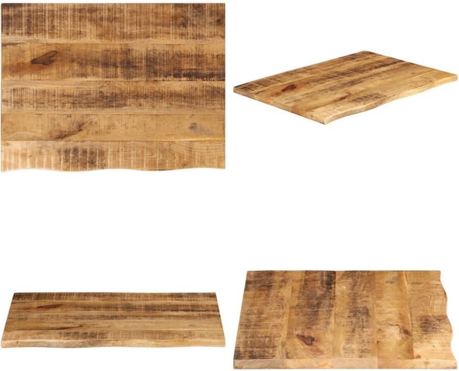 VidaXL Tafelblad met natuurlijke rand 90x60x3 8 cm massief mangohout Tafelblad Tafelbladen Vervangend Tafelblad Meubelpaneel