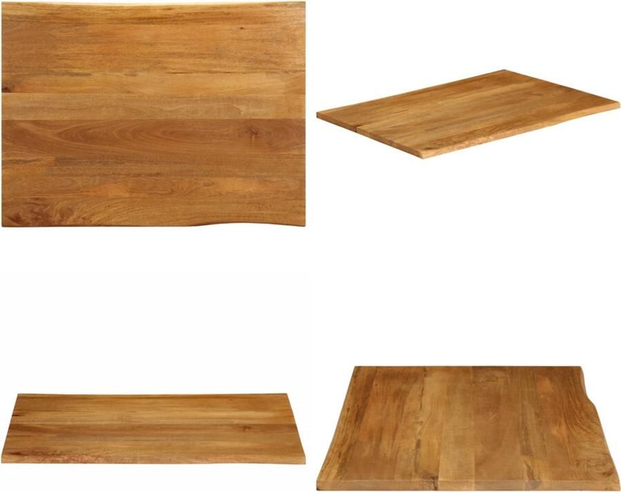VidaXL Tafelblad met natuurlijke rand 90x80x3 8 cm massief mangohout Tafelblad Tafelbladen Vervangend Tafelblad Meubelpaneel