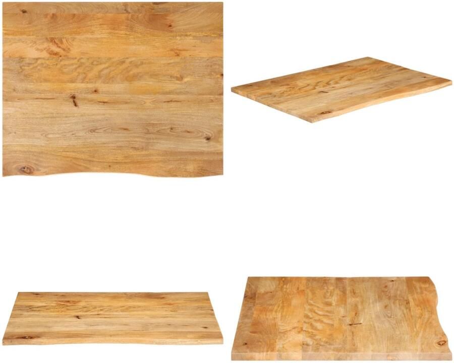 VidaXL Tafelblad met natuurlijke rand 90x80x3 8 cm massief mangohout Tafelblad Tafelbladen Vervangend Tafelblad Meubelpaneel