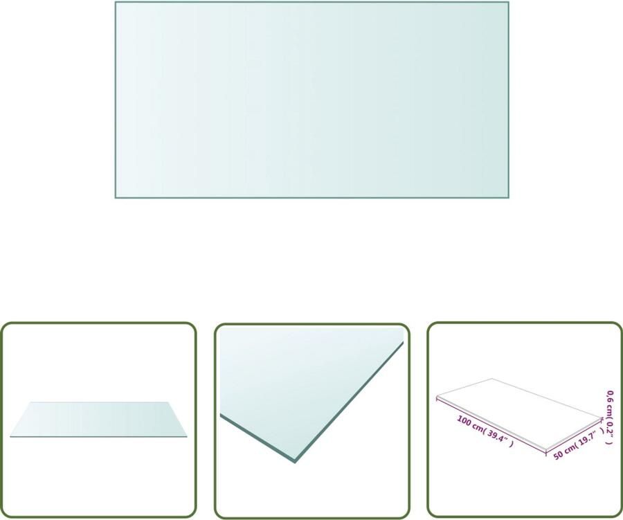 The Living Store Tafelblad 50x100 cm gehard glas transparant Geharde Glas Tafelblad Modern Transparante Tafelblad Eetkamertafel Blad Salontafelblad