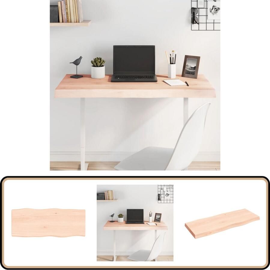 VidaXL Tafelblad Natuurlijke Rand 100x40 cm Eikenhout Eikenhouten Tafelblad Vervangen Eiken Hout Salontafel Eetkamertafel