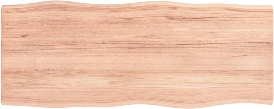 The Living Store Tafelblad natuurlijke rand 100x40x2 cm eikenhout lichtbruin Eikenhouten Tafelblad Vervangen Salontafel Eetkamertafel Oak Wood Furniture - Foto 3