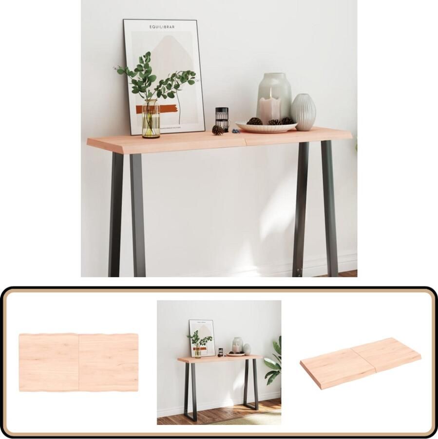 VidaXL Tafelblad Natuurlijke Rand 120x60 cm Eikenhout Eikenhouten Tafelblad Vervangen Salontafel Eetkamertafel Handmade