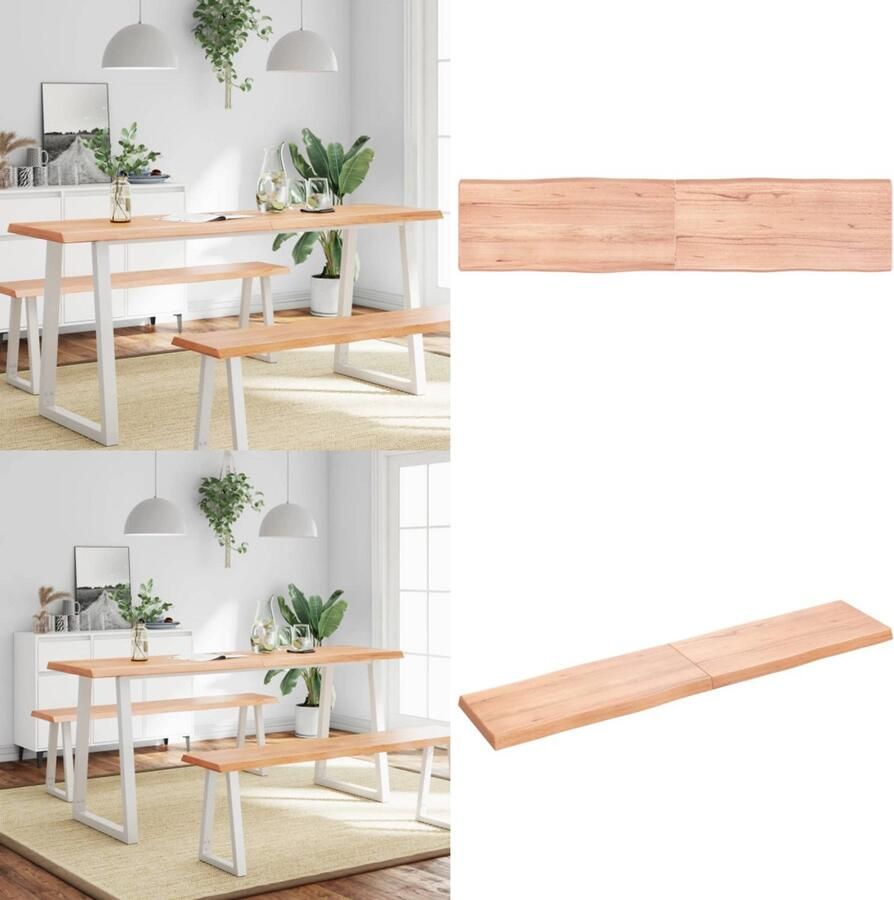 VidaXL Tafelblad natuurlijke rand 180x40x(2-6) cm eikenhout lichtbruin Tafelblad Tafelbladen Plank Houten Tafelblad