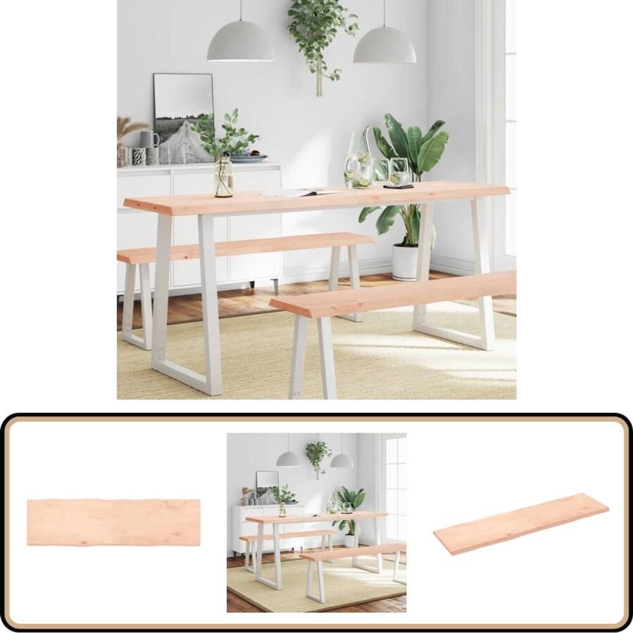 VidaXL Tafelblad Natuurlijke Rand 180x50 cm Eikenhout Tafelblad Eikenhout Eikenhouten Tafelblad Vintage Tafelblad Handmade Tafelblad Industrieel Tafelblad