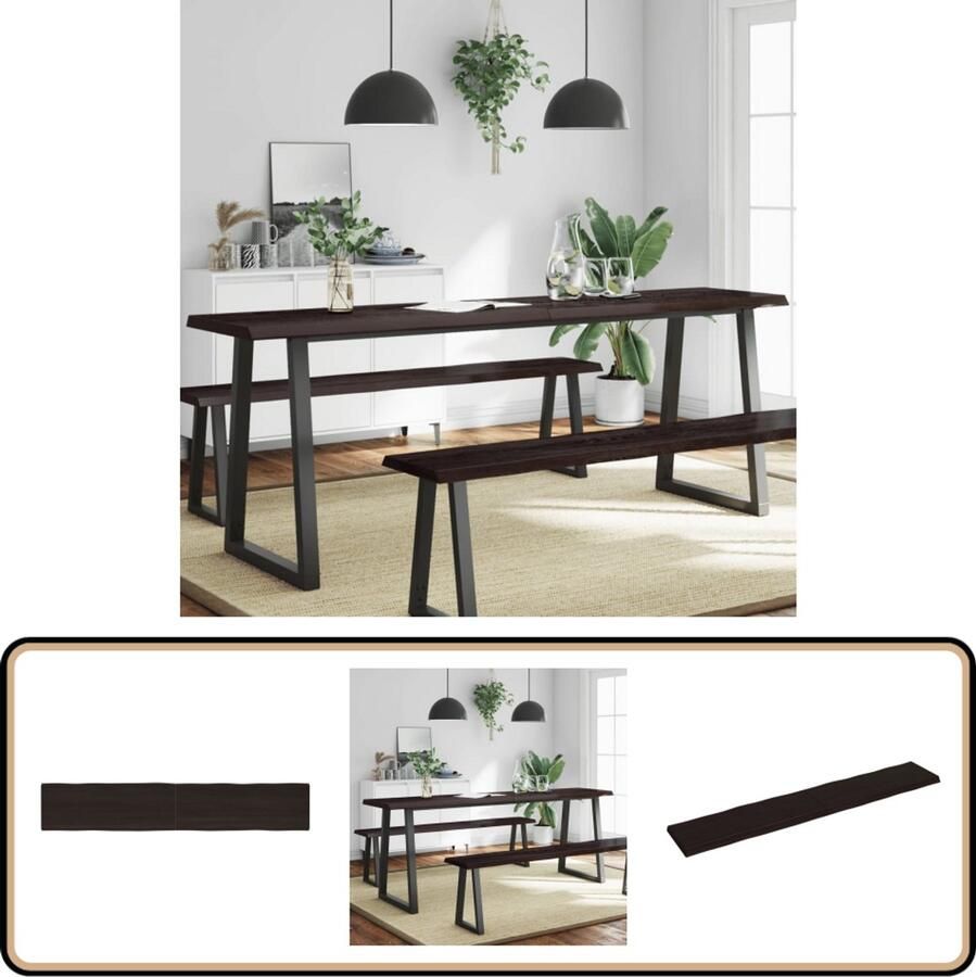 VidaXL Tafelblad Natuurlijke Rand 220x40 cm Eikenhout Eikenhouten Tafelblad Vervangen Salontafel Eetkamertafel Vintage Tafelblad