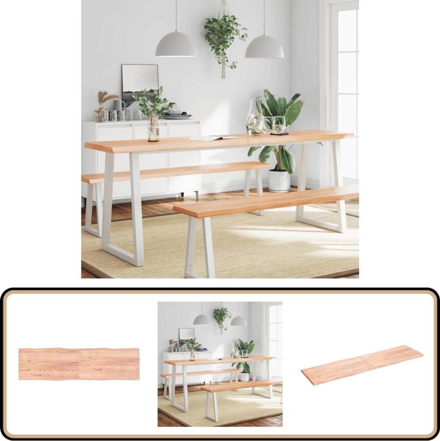 VidaXL Tafelblad Natuurlijke Rand 220x60 cm Eikenhout Houten Tafelblad Eikenhout Tafelblad Vervangen Salontafel Eetkamertafel