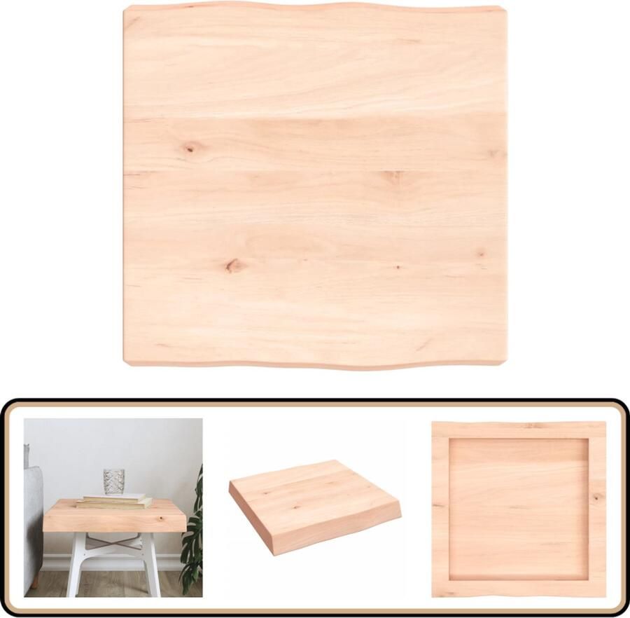VidaXL Tafelblad Natuurlijke Rand 40x40x2-6 cm Eikenhouten Tafelblad Tafellamp Salontafel Eetkamerstoel Vintage Tafel