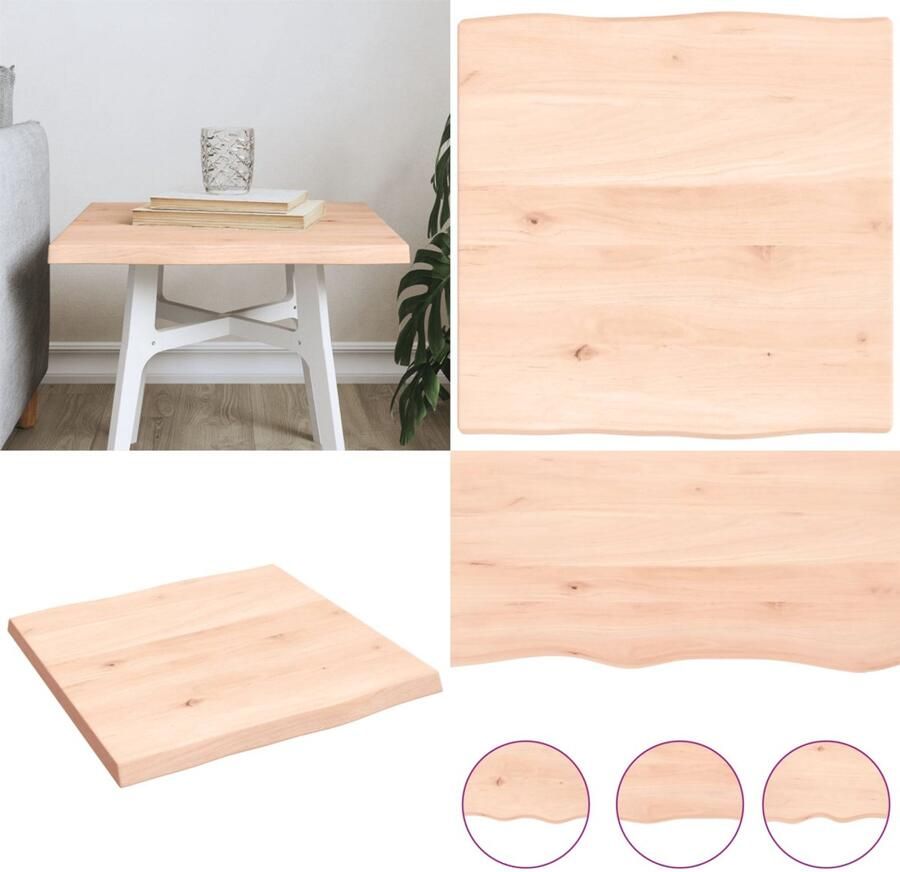 VidaXL Tafelblad natuurlijke rand 40x40x2 cm massief eikenhout Tafelblad Tafelbladen Plank Houten Tafelblad