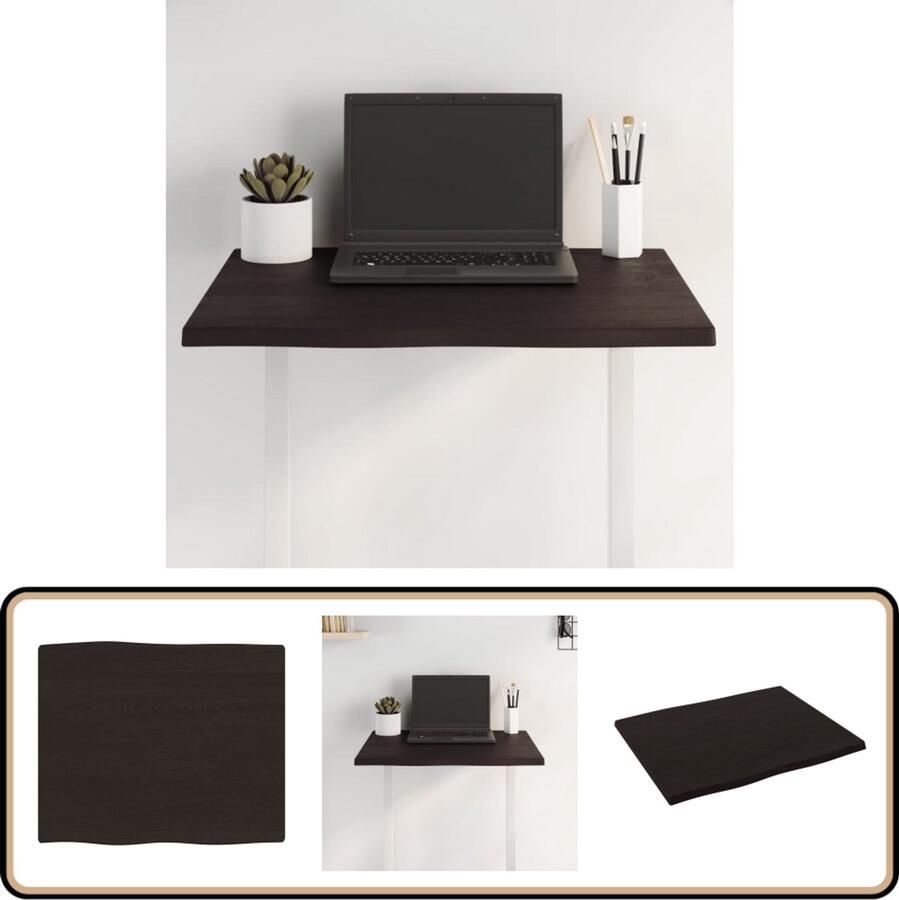 VidaXL Tafelblad Natuurlijke Rand 60x50x2 cm Eikenhout Houten Tafelblad Eikenhout Tafelblad Massief Eikenhout Vintage Tafelblad Industriele Tafelblad Salontafel Eettafelbladen