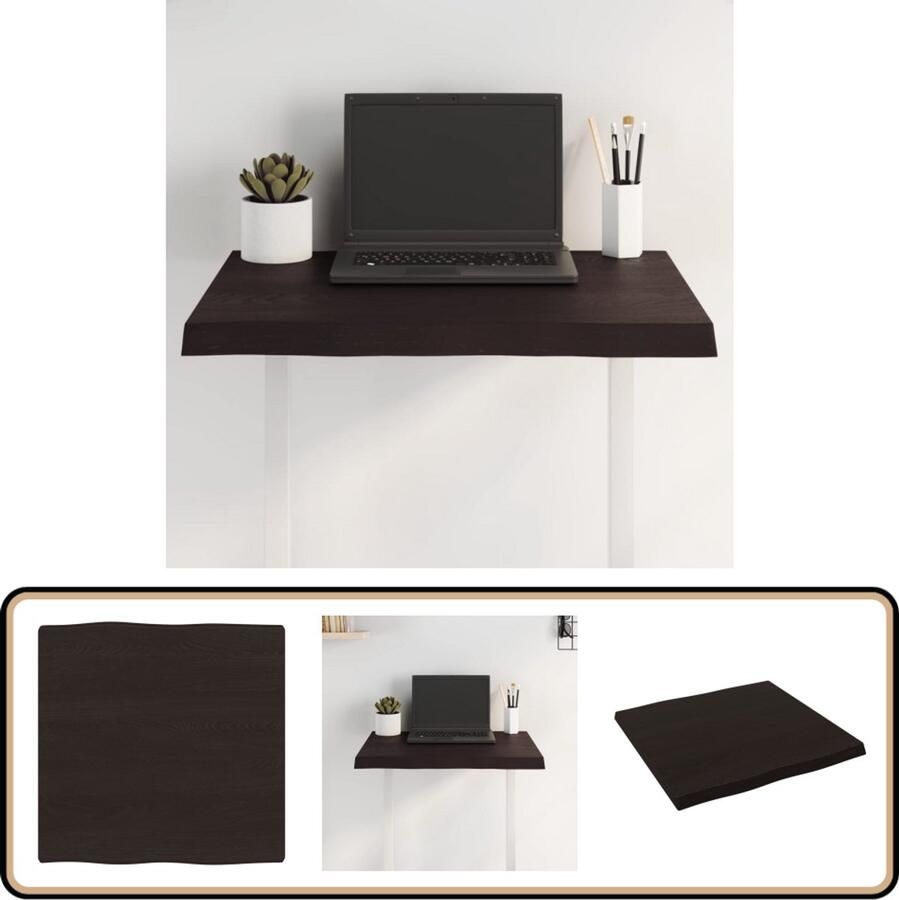 VidaXL Tafelblad Natuurlijke Rand 60x60 cm Donkerbruin Tafelblad Eikenhouten Tafelblad Houten Tafelblad Salontafel Eetkamertafel Vintage Tafelblad Industrieel Tafelblad Bruin Tafelblad