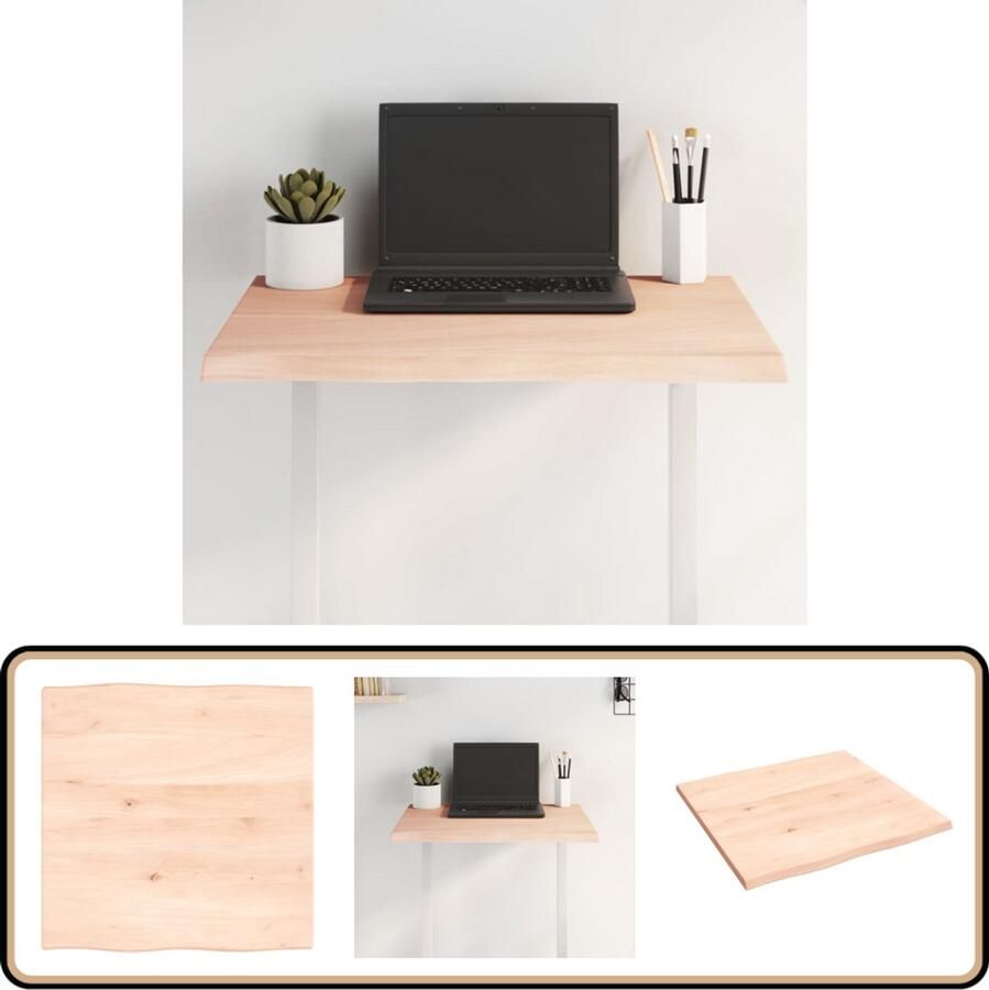 VidaXL Tafelblad Natuurlijke Rand 60x60x2 cm Eikenhout Eikenhouten Tafelblad Vervangen Massief Eikenhout Vintage Tafelblad Landelijke Tafelblad