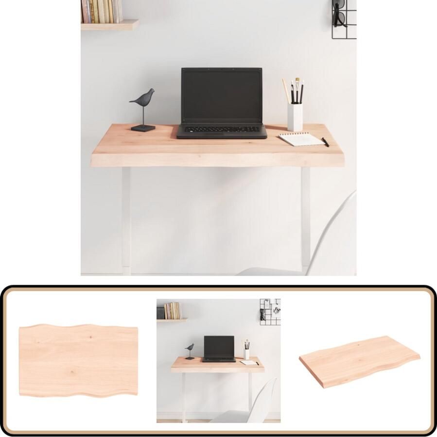 VidaXL Tafelblad Natuurlijke Rand 80x50 cm Eikenhout Eikenhouten Tafelblad Massief Eikenhout Tafelblad Vervangen Vintage Tafelblad Landelijke Tafel