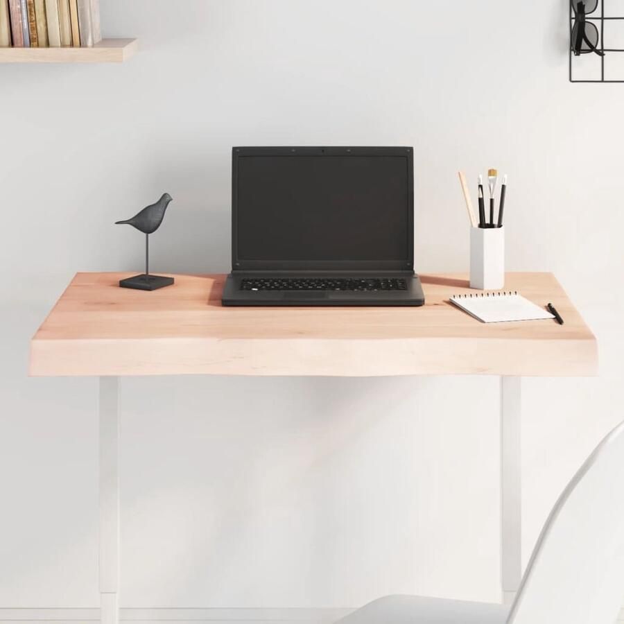 VidaXL Tafelblad Natuurlijke Rand 80x50 cm Eikenhout Eikenhouten Tafelblad Vervangen Oak Wood Tabletop Vintage Tafel Landelijke Tafel Industriele Tafel Handmade Tafel - Foto 2