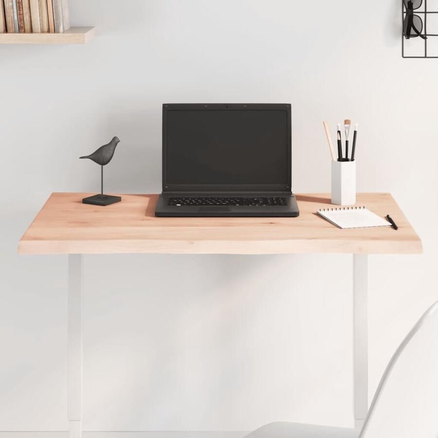 VidaXL Tafelblad Massief Eikenhout 100x60 cm Tafelblad Eikenhout Massief Hout Eetkamertafel Salontafel Bureau Vintage Tafel Landelijk Design Natuurlook - Foto 2