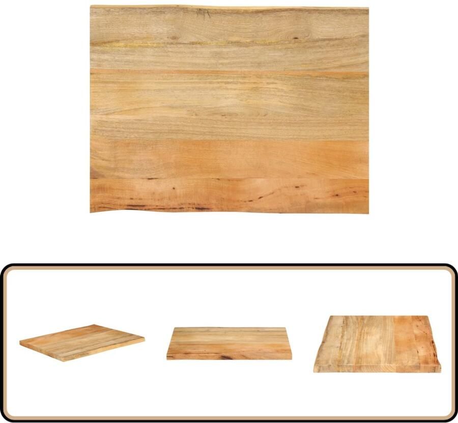 VidaXL Tafelblad Natuurlijke Rand 80x60x2 5 cm Tafelblad Mangohout Vintage Tafel Landelijk Tafelblad Eetkamertafel