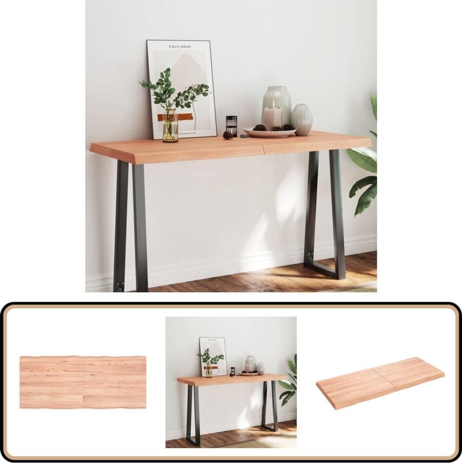 VidaXL Tafelblad Natuurlijke Rand Eikenhout 140x60 cm Tafelblad Eikenhouten Tafelblad Houten Tafelblad Vintage Tafelblad Handmade Tafelblad