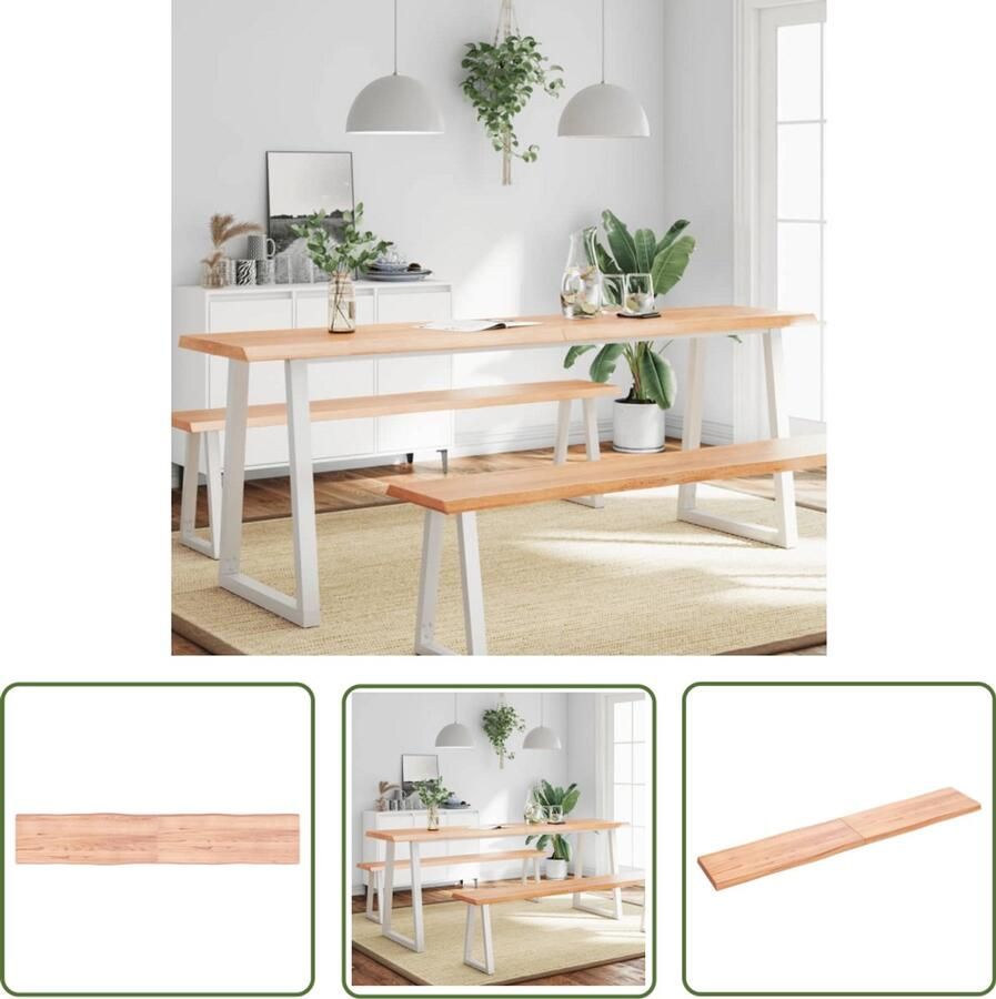 VidaXL Tafelblad Natuurlijke Rand Eikenhout 220x40 cm Houten Tafelblad Eikenhout Tafelblad Vervangen Salontafel Eetkamertafel Design Tafelblad Vintage Tafelblad Industrieel Tafelblad