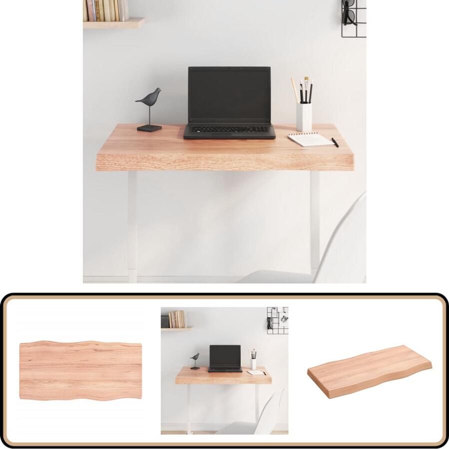 VidaXL Tafelblad Natuurlijke Rand Eikenhout 80x40 cm Eikenhouten Tafelblad Vervangen Salontafel Eetkamertafel Vintage Tafelblad Industrieel Tafelblad Handmade Tafelblad