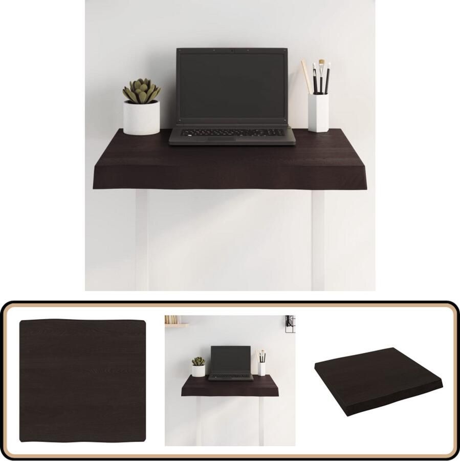 VidaXL Tafelblad Natuurlijke Rand Eikenhout Donkerbruin Eikenhouten Tafelblad Vervangen Salontafel Eetkamertafel Vintage Tafelblad Industriele Tafel Handmade Tafelblad Bruin Tafelblad