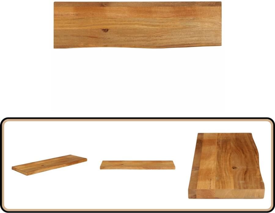 VidaXL Tafelblad Natuurlijke Rand Mangohout 110x40cm Tafelblad Mangohout Naturel Vintage Rustic