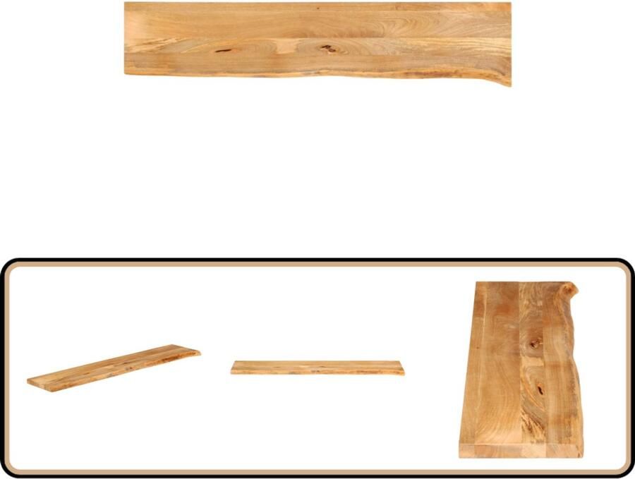 VidaXL Tafelblad Natuurlijke Rand Mangohout 140x20 cm Tafelblad Mango Hout Houten Tafelblad Natuurrand Vintage Tafel
