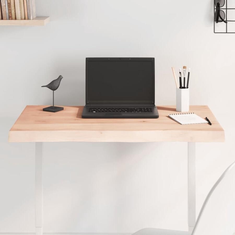 VidaXL Tafelblad Natuurlijke Rand Massief Eikenhout Tafelblad Eikenhout Massief Hout Vintage Tafel Landelijke Stijl Eetkamerstoel Salontafel Koffietafel - Foto 2