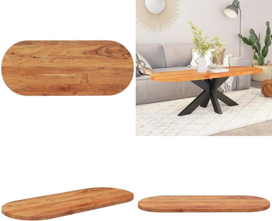 VidaXL Tafelblad ovaal 100x40x3 8 cm massief acaciahout Tafelblad Tafelbladen Vervangend Tafelblad Meubelpaneel