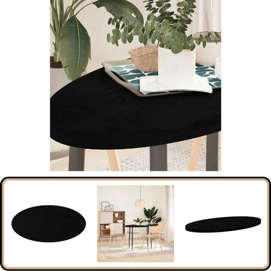 VidaXL Tafelblad Ovaal 100x50 cm Donkerbruin Eikenhouten Tafelblad Oval Tafellaag Salontafelblad Bijzettafelblad Tafeltop