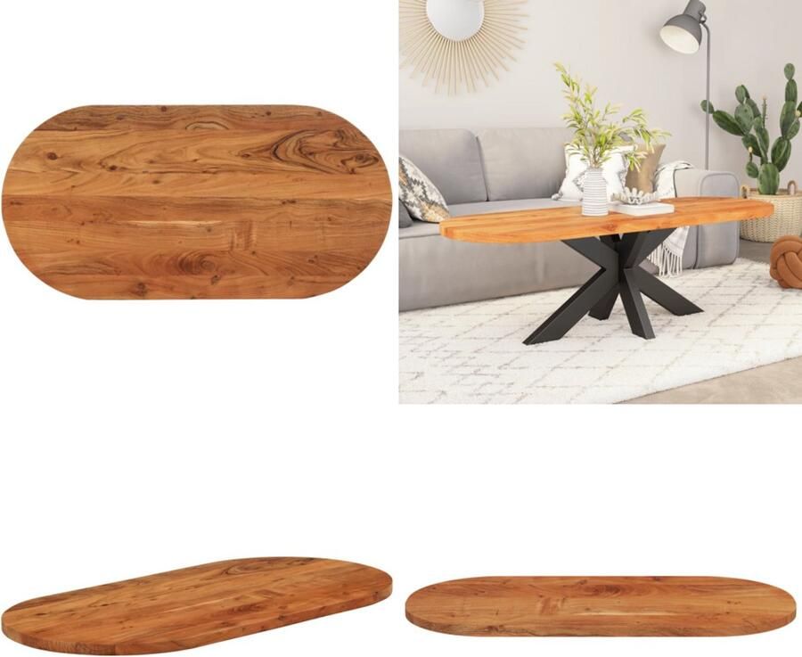 VidaXL Tafelblad ovaal 100x50x2 5 cm massief acaciahout Tafelblad Tafelbladen Vervangend Tafelblad Meubelpaneel