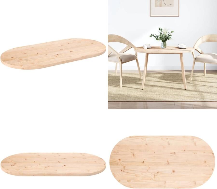 VidaXL Tafelblad ovaal 100x50x2 5 cm massief grenenhout Tafelblad Tafelbladen Vervangend Tafelblad Vervangend Houten Tafelblad