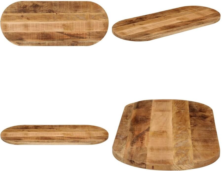 VidaXL Tafelblad ovaal 100x50x2 5 cm massief ruw mangohout Tafelblad Tafelbladen Vervangend Tafelblad Meubelpaneel