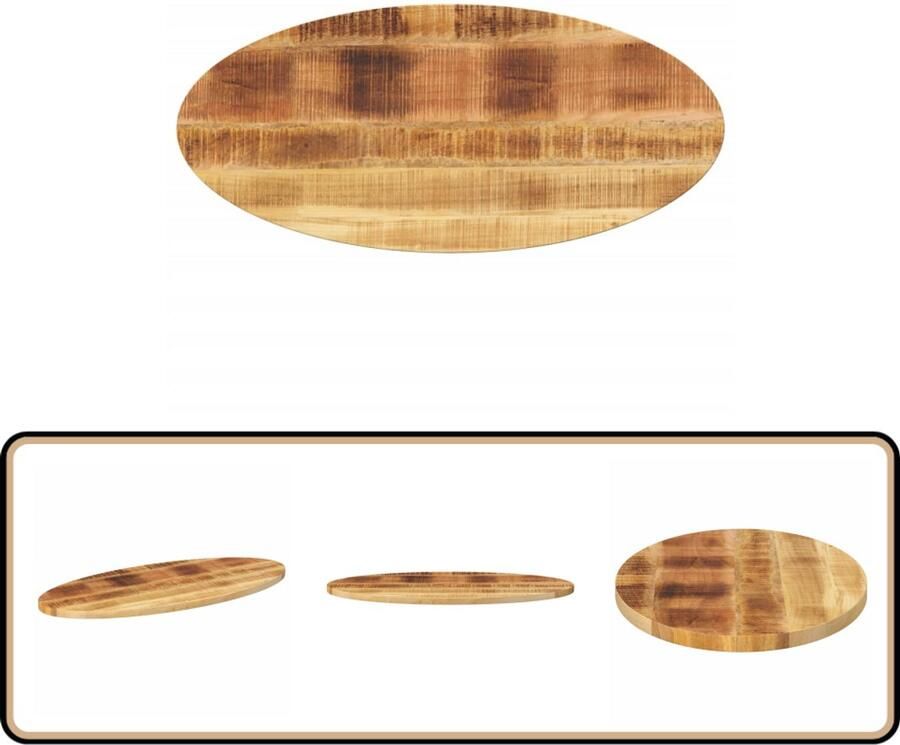 The Living Store Mangohouten Tafelblad 110 x 50 x 3.8 cm Rustiek ontwerp Mangohouten Tafelblad Vervangen Rustic Tafellaag Vintage Tafelblad Houten Tafelblad Oval