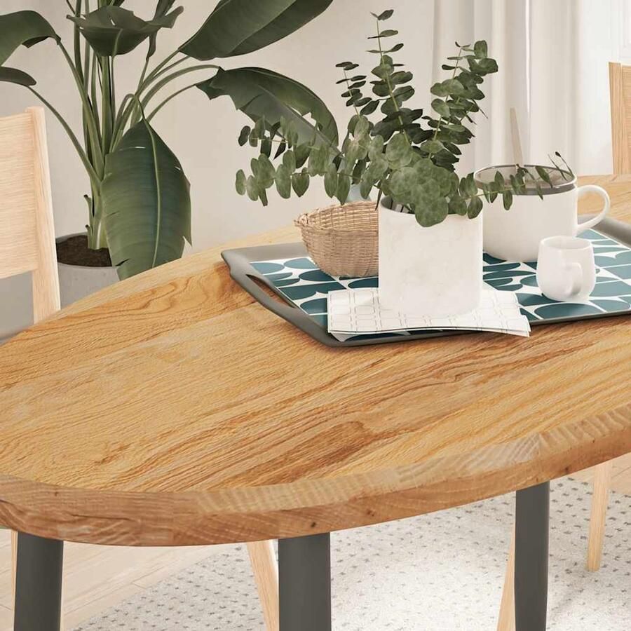 VidaXL Tafelblad Ovaal 120x60 cm Massief Eikenhout Eikenhouten Tafelblad Oval Tafellaar Salontafelblad Bijzettafel Eetkamertafel
