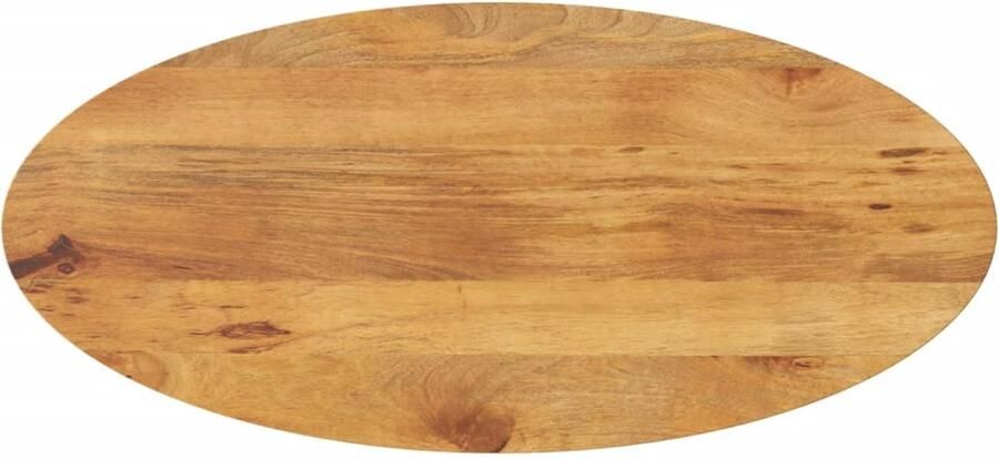 The Living Store Houten Tafelblad 140 x 50 x 3.8 cm Ovaal Massief Mangohout Rustiek Design Houten Tafelblad Oval Tafelblad Mangohout Tafelblad Rustic Design Vintage Tafelblad - Foto 2