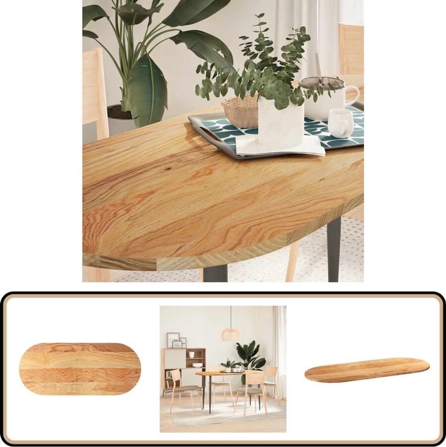 VidaXL Tafelblad Ovaal 140x60 cm Eikenhout Eikenhouten Tafelblad Oval Tafellaar Salontafelblad Bijzettafelblad Eetkamertafelblad