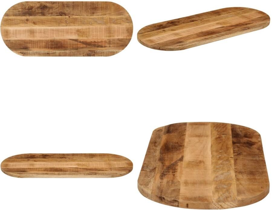 VidaXL Tafelblad ovaal 140x60x3 8 cm massief ruw mangohout Tafelblad Tafelbladen Vervangend Tafelblad Meubelpaneel