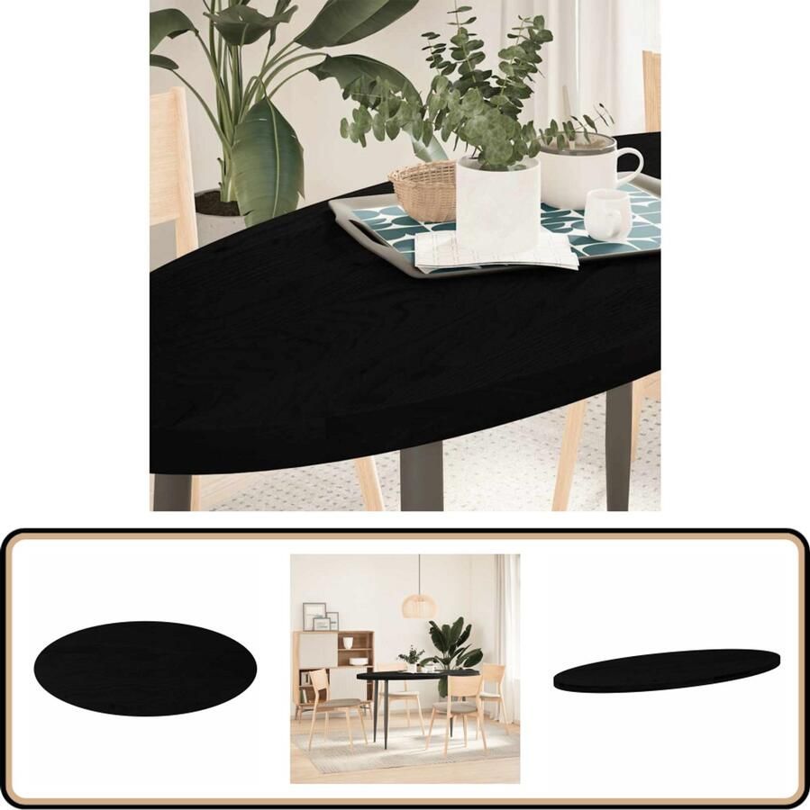 The Living Store Tafelblad 140x60x4 cm ovaal massief eikenhout donkerbruin Eikenhouten Tafelblad Oval Tafellaag Salontafelblad Eetkamertafelblad Massief Eikenhout