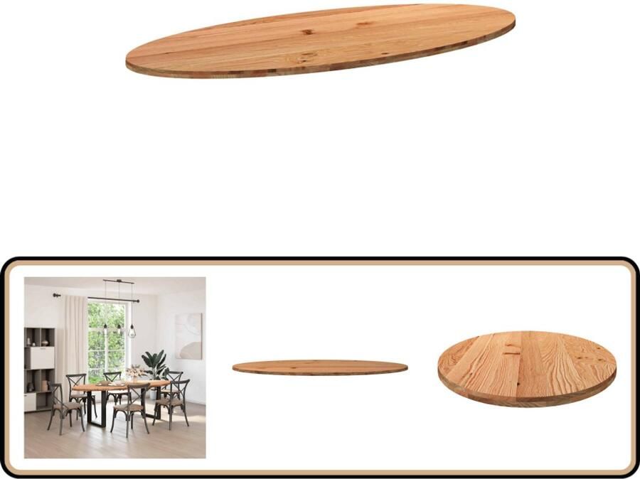 VidaXL Tafelblad Ovaal 240x100 cm Massief Eikenhout Eikenhouten Tafelblad Ovale Tafel Eetkamertafel Grote Tafel Massief Hout