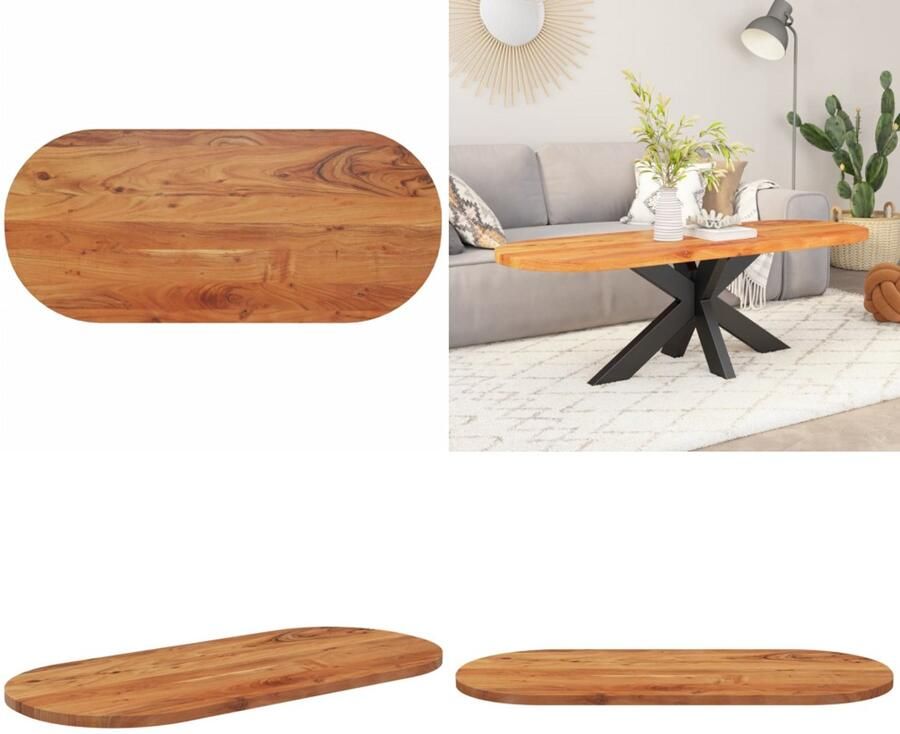 VidaXL Tafelblad ovaal 90x40x2 5 cm acaciahout Tafelblad Tafelbladen Vervangend Tafelblad Meubelpaneel