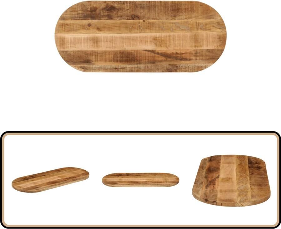 The Living Store Tafelblad ovaal 100x50x3 8 cm massief ruw mangohout Houten Tafelblad Oval Tafelblad Mangohout Tafelblad Vintage Tafelblad Landelijke Tafelblad
