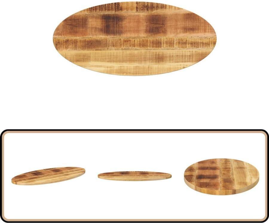 VidaXL Tafelblad Ovaal Mangohout 80x40x2 5 cm Tafelblad Mangohout Oval Rustic Vintage